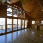 Foreclosure cabin has spacious living area.