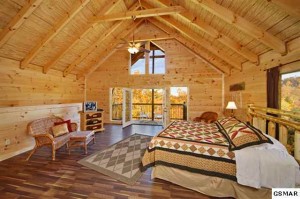 Spacious Master Bedroom of Log Cabin